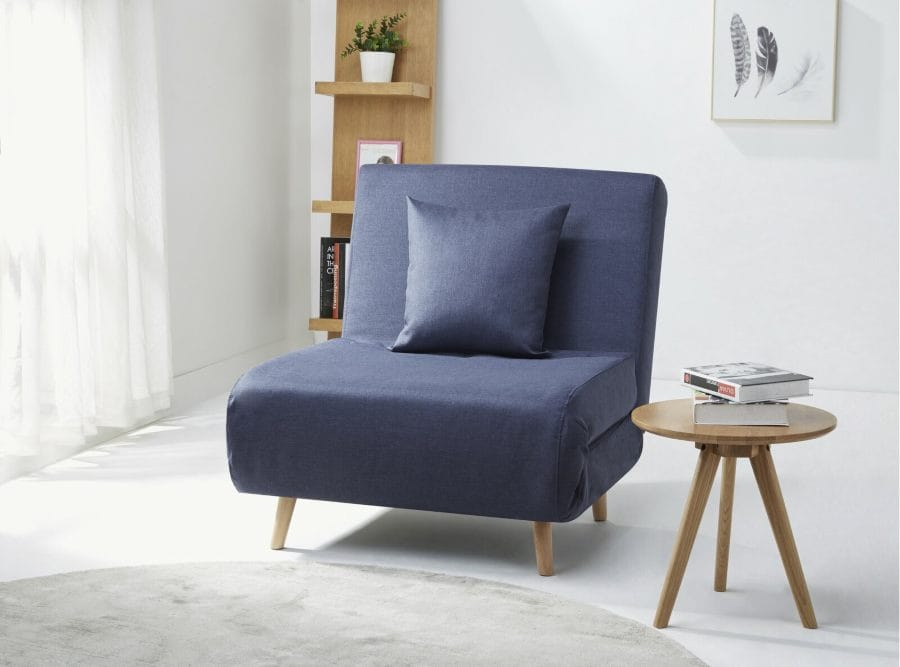 navy chair and ottoman